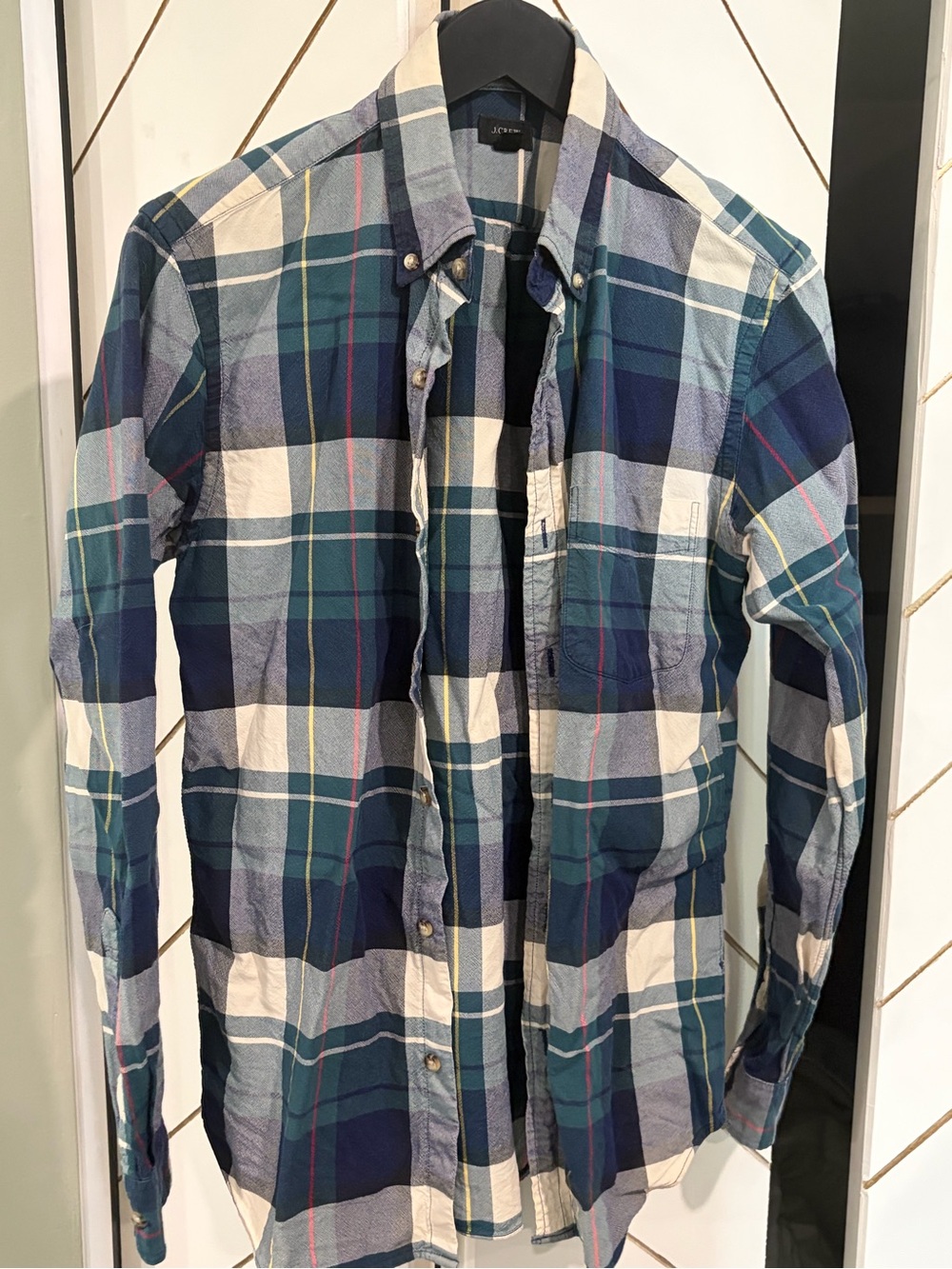 Men's J.Crew Plaid Button-Down Shirt - Blue/Green